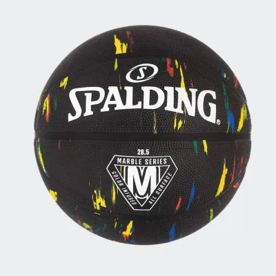 SPALDING MARBLE SERIES BLACK RAINBOW RUBBER BASKETBALL