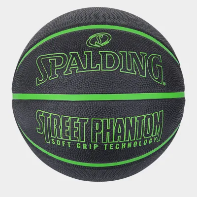 SPALDING STREET PHANTOM BLK GREEN SGT RUBBER BASKETBALL