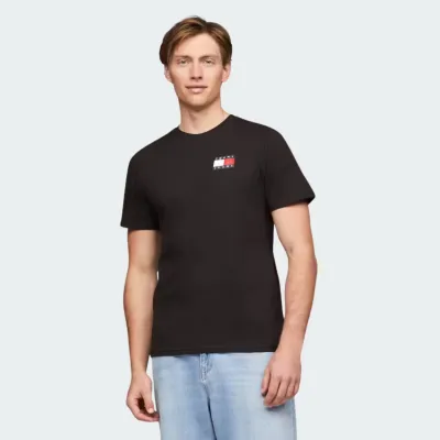 TOMMY JEANS MENS SLIM ESSENTIAL FLAG TEE