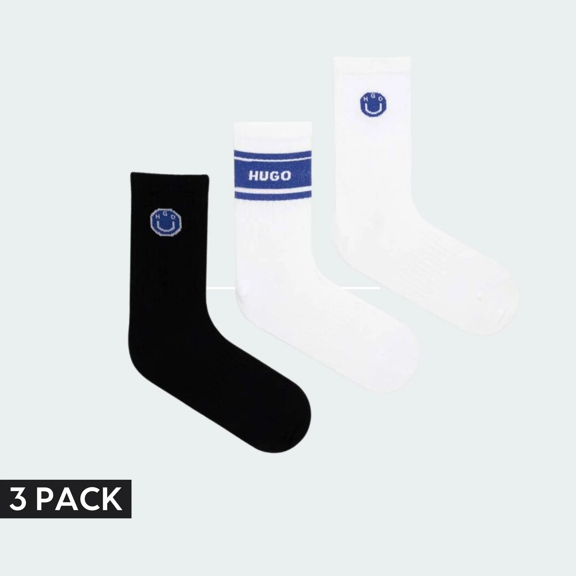HUGO BOSS 3PACK BLUE DESIGN SOCKS