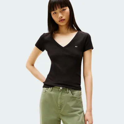 TOMMY JEANS SLIM ESSENTIAL RIB V