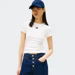 TOMMY JEANS WOMENS SLIM BADGE RIB TEE