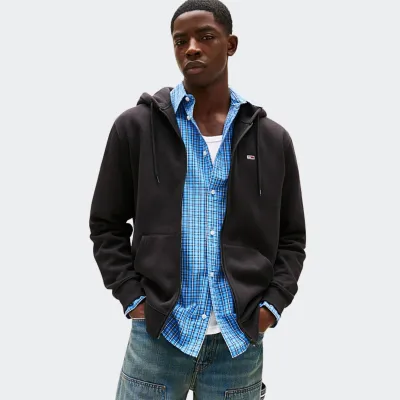 TOMMY JEANS MENS REGULAR FLAG ZIP HOODIE
