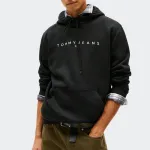 TOMMY JEANS MENS REGULAR LINEAR LOGO HOODIE