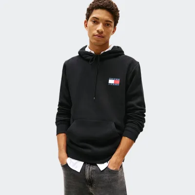 TOMMY JEANS MENS REGULAR ESSENTIAL FLAG HOOD