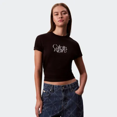 CALVIN KLEIN JEANS FITTED SCRIPT TSHIRT