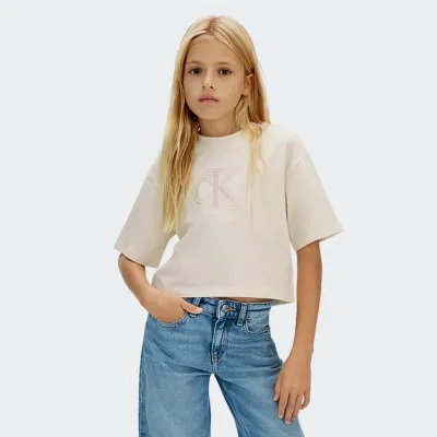 CALVIN KLEIN JEANS VELVET MONOGRAM BOXY T-SHIRT