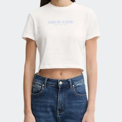CALVIN KLEIN JEANS LOGO CROPPED TEE