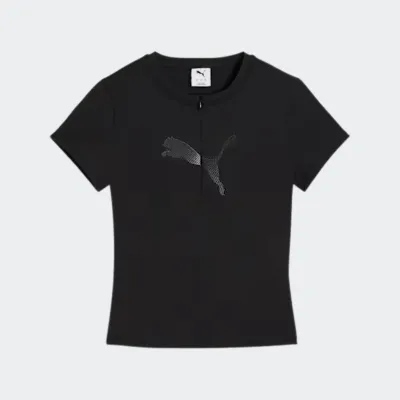 PUMA DARE TO SLIM HALF ZIP WARP KNIT GRAPHIC TSHIRT