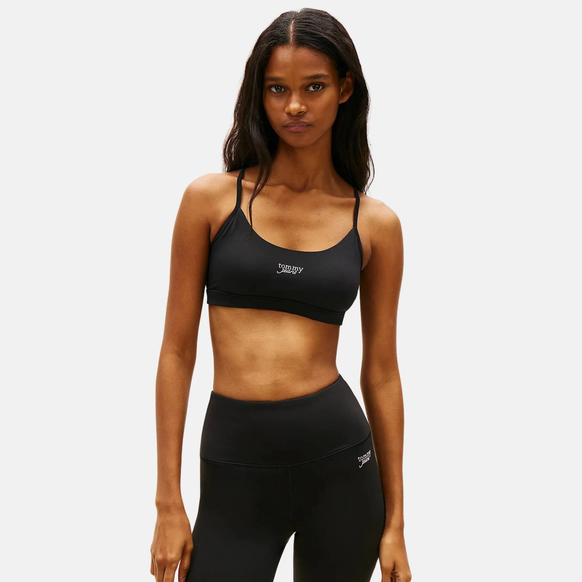 TOMMY JEANS CROPPED SILVER SCRIPT BRA