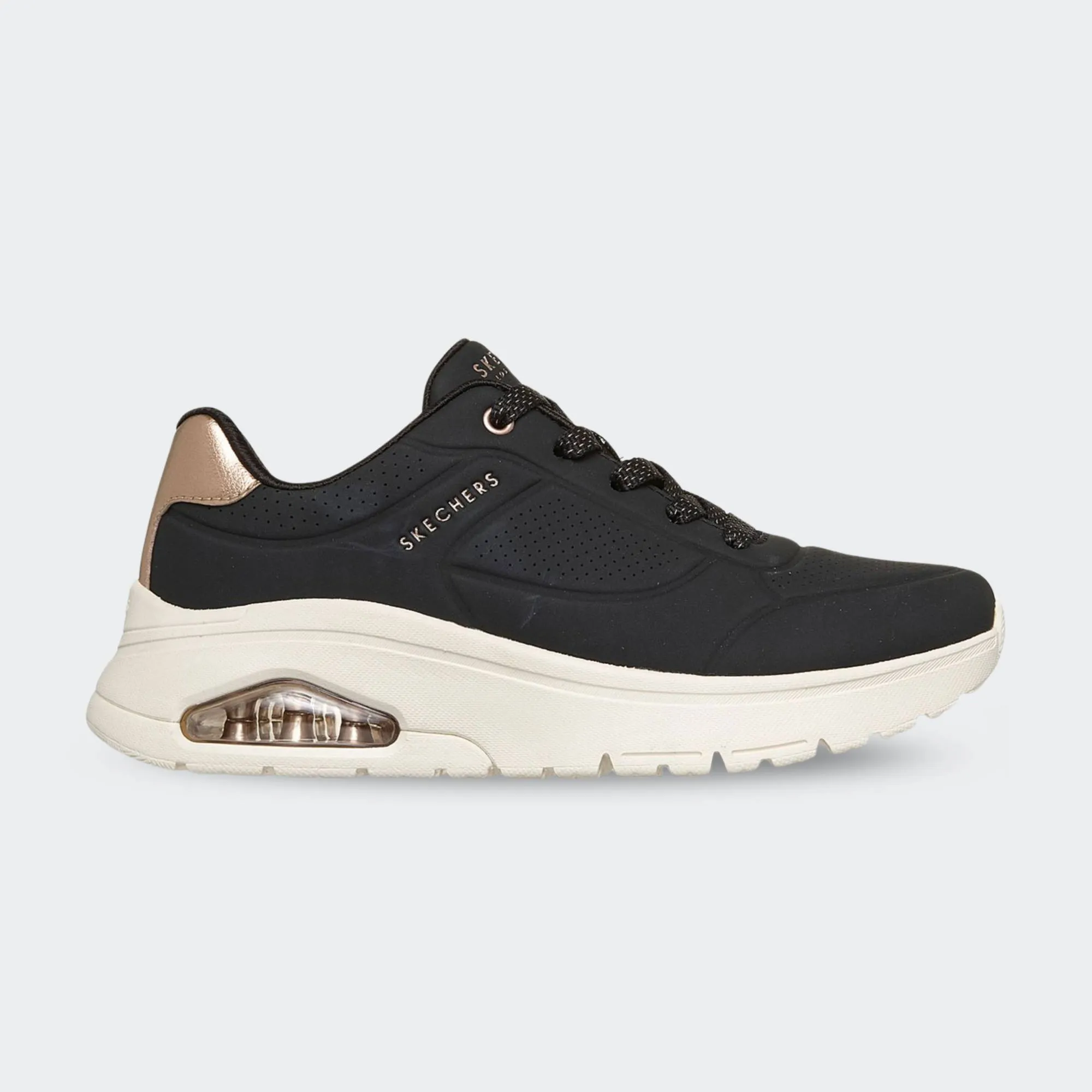 SKECHERS DURABUCK WITH METALLIC HEEL LACE UP FASHION SNEAKER