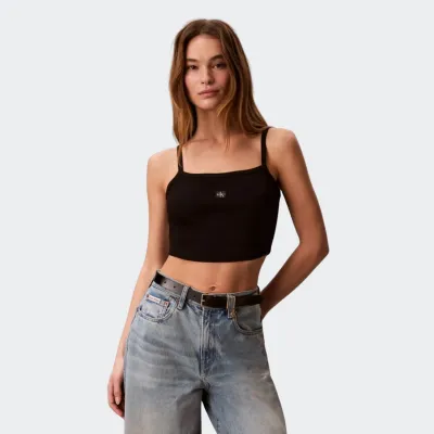 CALVIN KLEIN WOVEN LABEL BABY RIB CROP