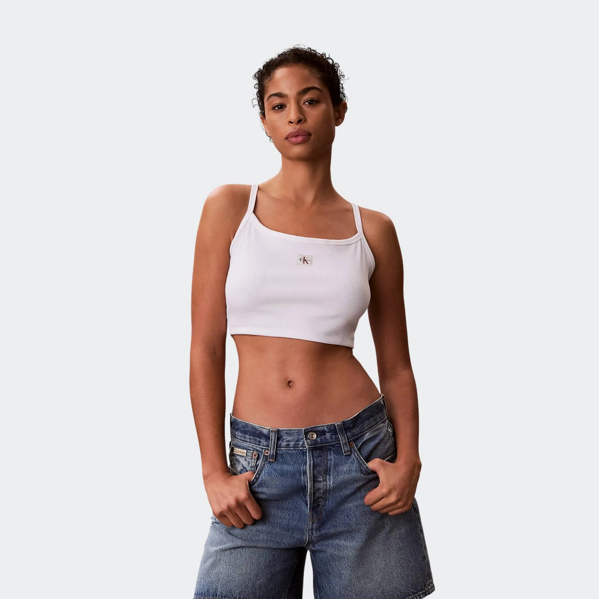 CALVIN KLEIN WOVEN LABEL BABY RIB CROP