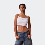 CALVIN KLEIN WOVEN LABEL BABY RIB CROP