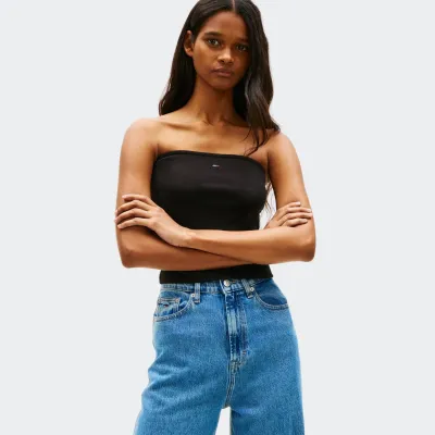 TOMMY JEANS SLIM BANDEAU RIB TOP