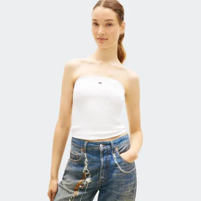 TOMMY JEANS SLIM BANDEAU RIB TOP