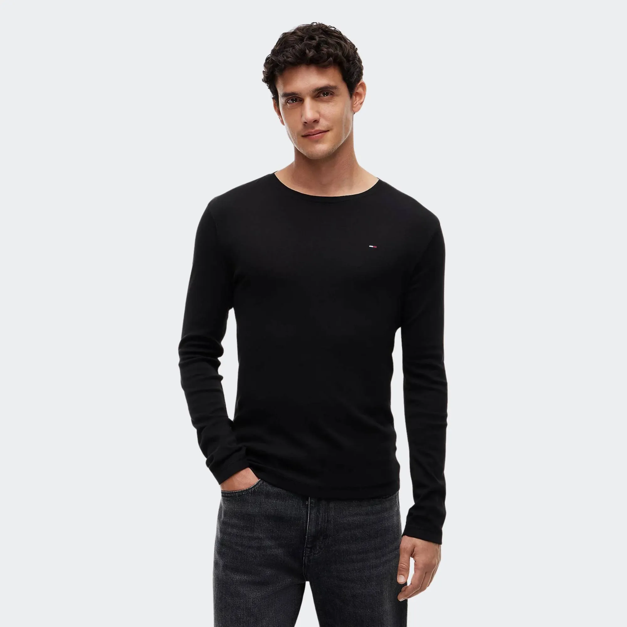 TOMMY JEANS MENS ORIGINAL RIB LONGSLEEVE TEE