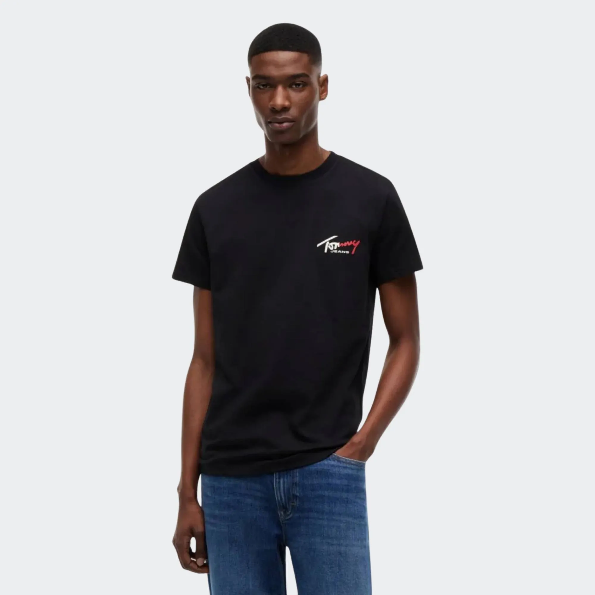 TOMMY JEANS MENS SLIM SIGN CHEST TEE