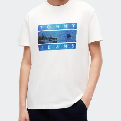 TOMMY JEANS MENS REGULAR PHOTO FLAG TEE