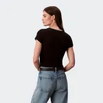 CALVIN KLEIN JEANS WOVEN LABEL 2X2 RIB BABY TEE