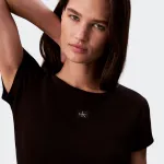 CALVIN KLEIN JEANS WOVEN LABEL 2X2 RIB BABY TEE