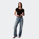 CALVIN KLEIN JEANS WOVEN LABEL 2X2 RIB BABY TEE