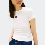 TOMMY JEANS WOMENS SLIM BADGE RIB TEE