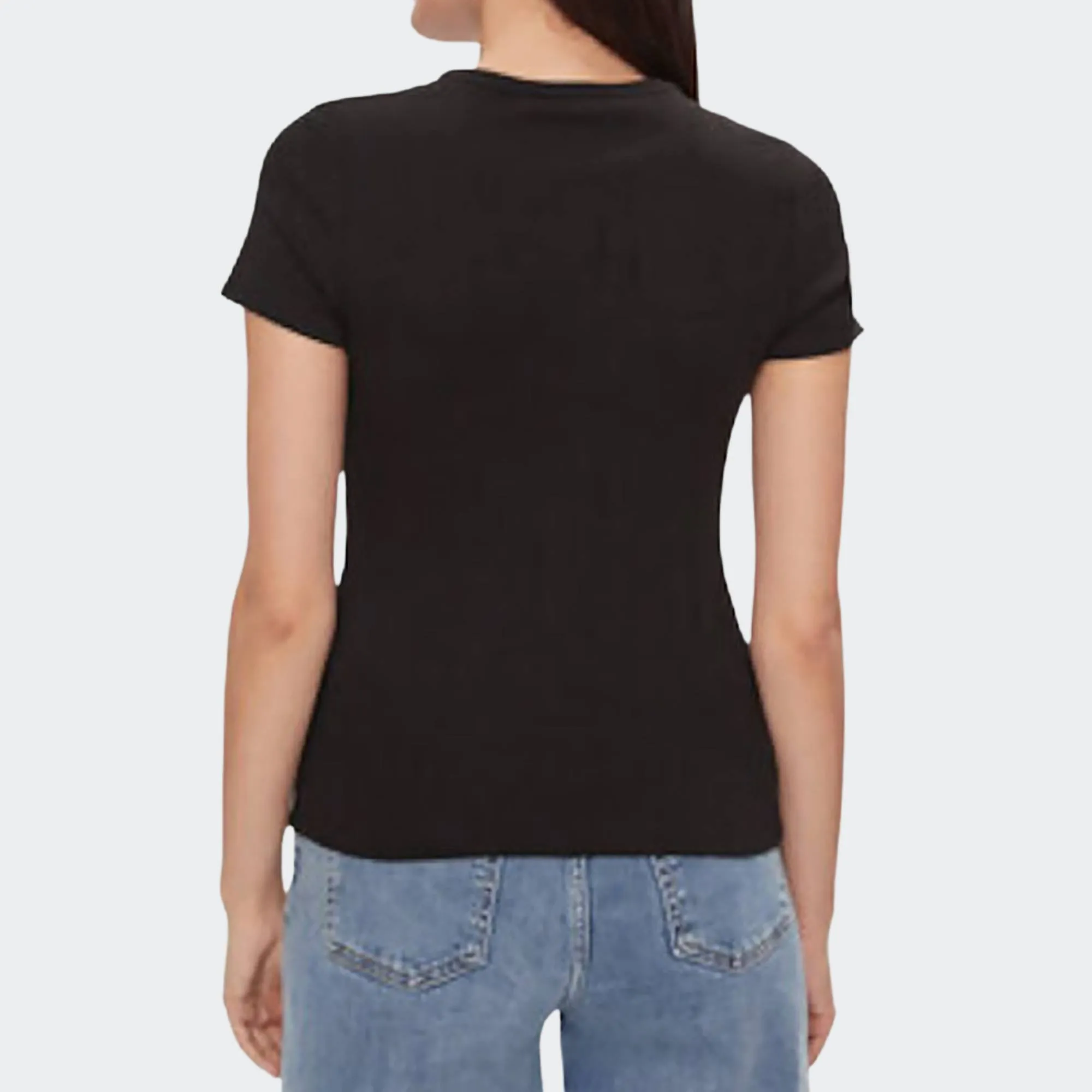 TOMMY JEANS WOMENS SLIM BADGE RIB TEE