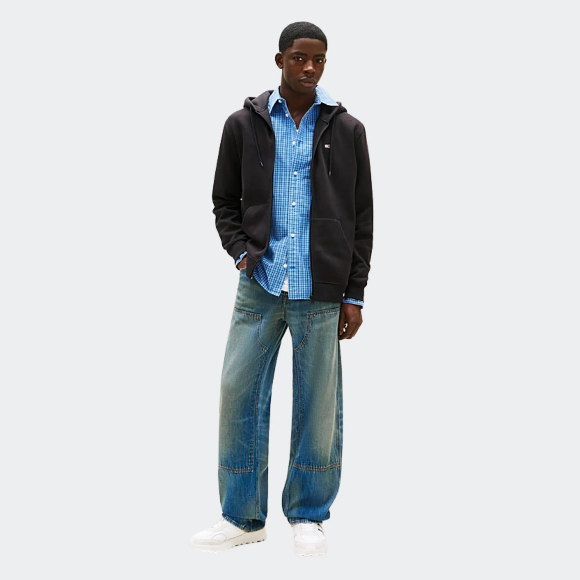 TOMMY JEANS MENS REGULAR FLAG ZIP HOODIE