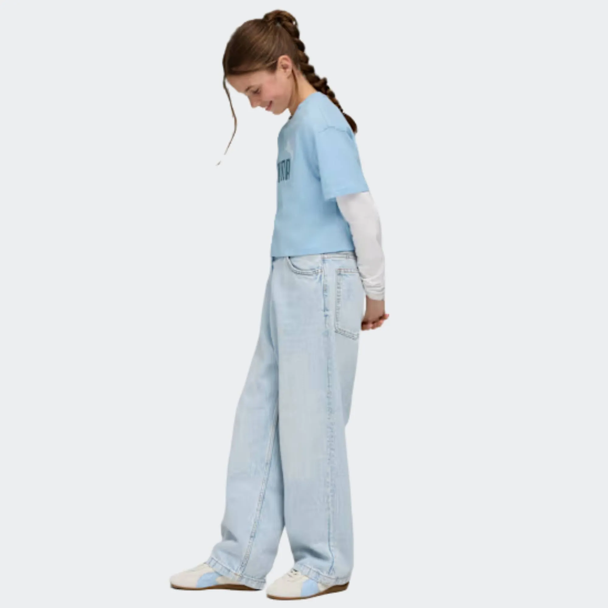 PUMA ESSENTIALS 2 COLOR NO. 1 LOGO  SHORT LENGTH GIRLS TEE