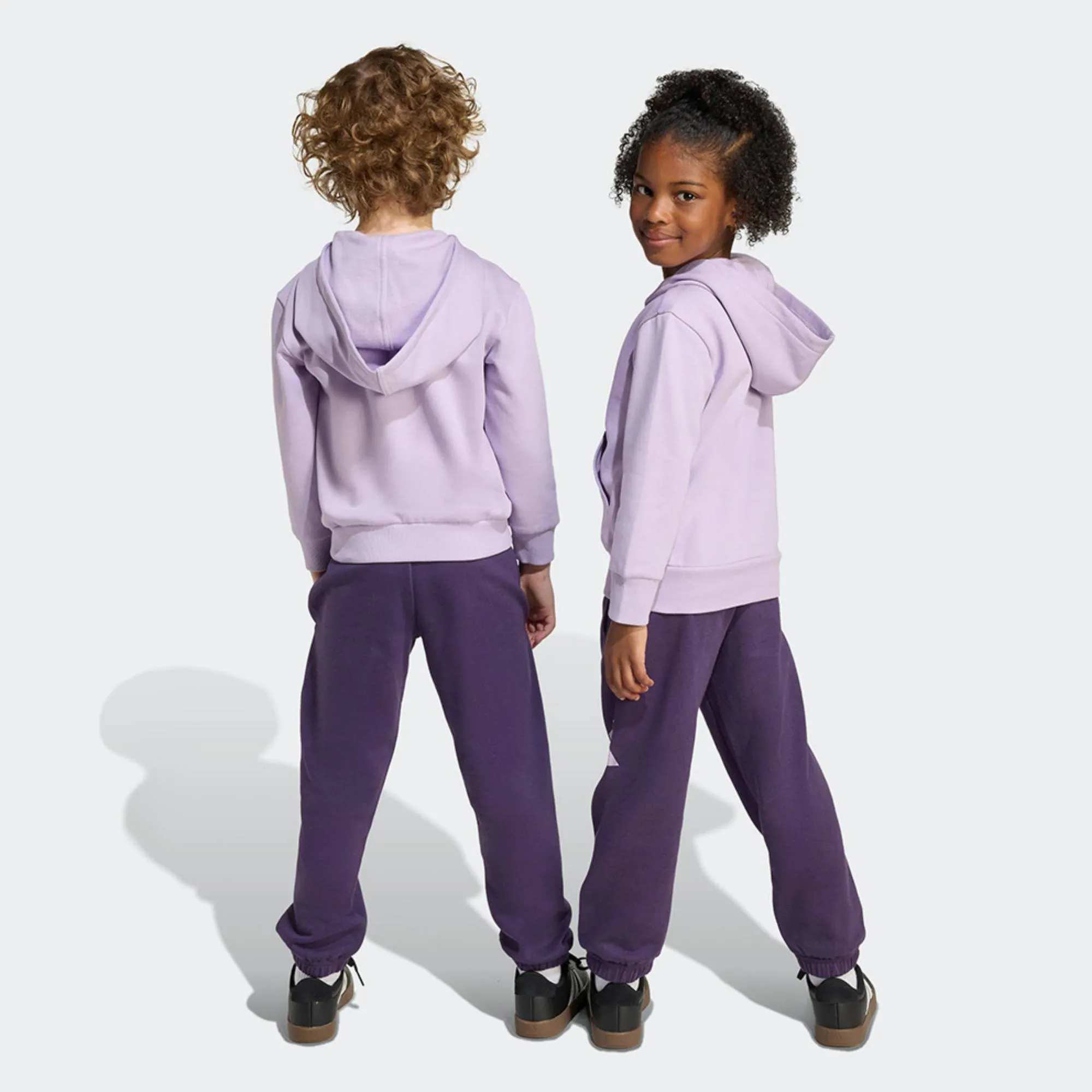 ADIDAS LITTLE GIRLS BIG LOGO FLEECE FULL ZIP TRACKSUIT