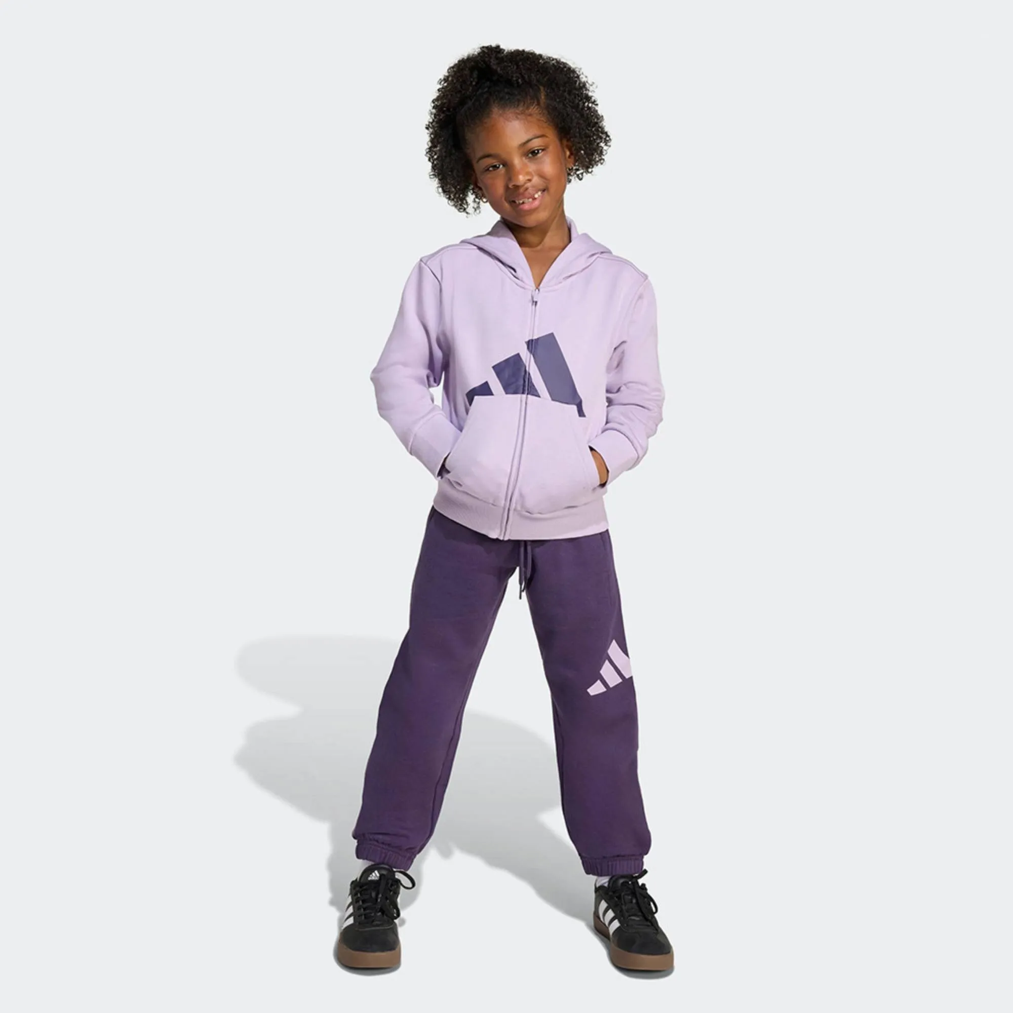 ADIDAS LITTLE GIRLS BIG LOGO FLEECE FULL ZIP TRACKSUIT