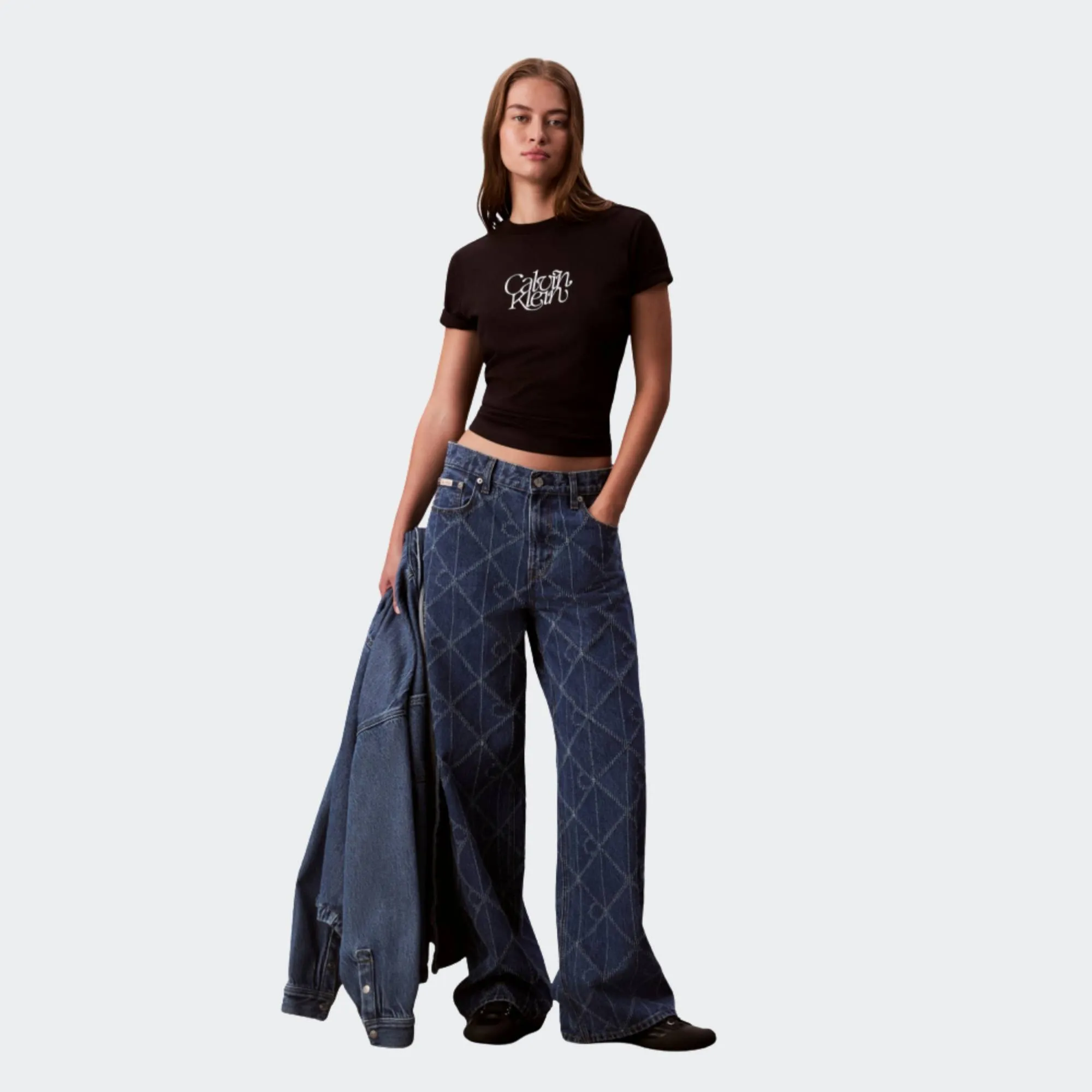 CALVIN KLEIN JEANS FITTED SCRIPT TSHIRT