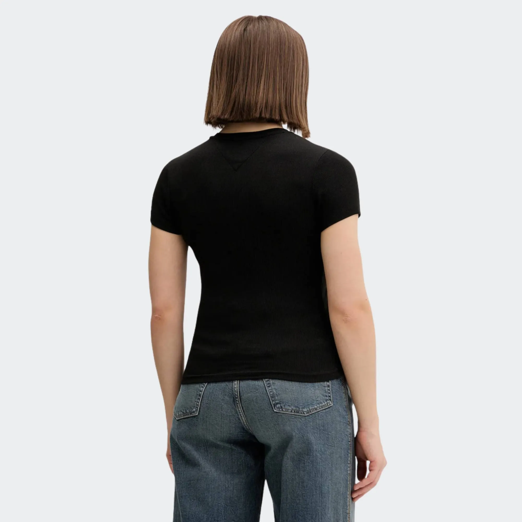 TOMMY JEANS SLIM  ESSENTIAL LOGO RIB TEE