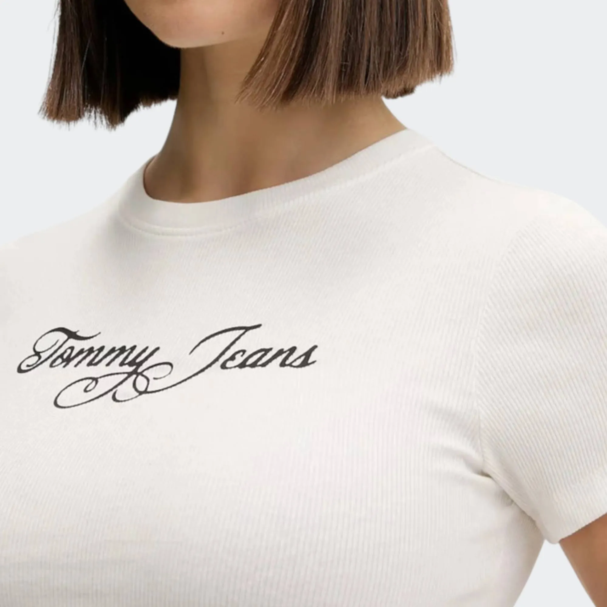 TOMMY JEANS SLIM  ESSENTIAL LOGO RIB TEE
