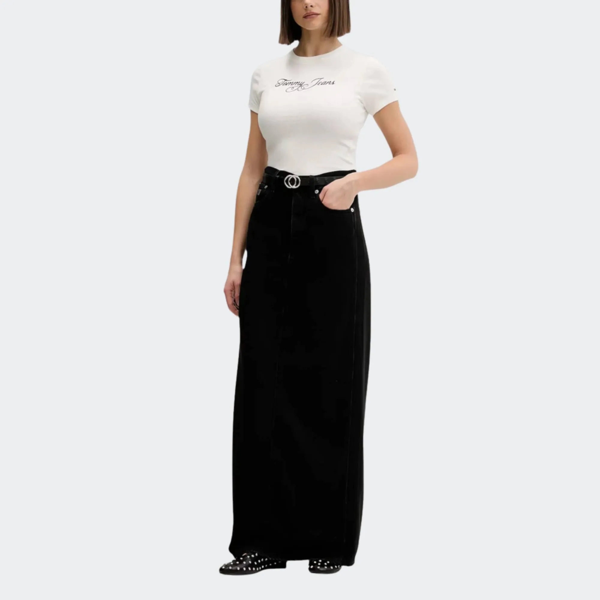 TOMMY JEANS SLIM  ESSENTIAL LOGO RIB TEE
