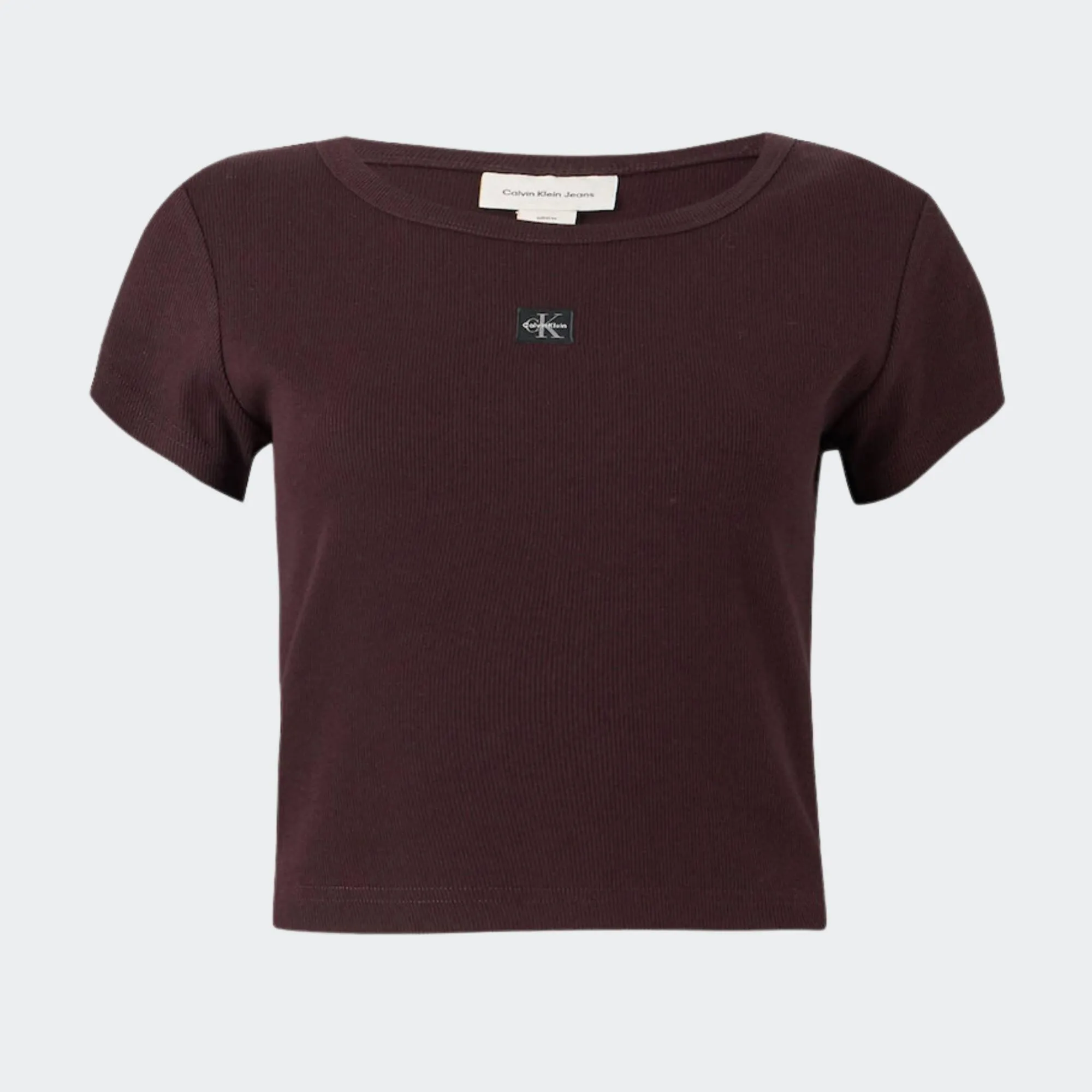 CALVIN KLEIN JEANS WOVEN LABEL 2X2 RIB BABY TEE