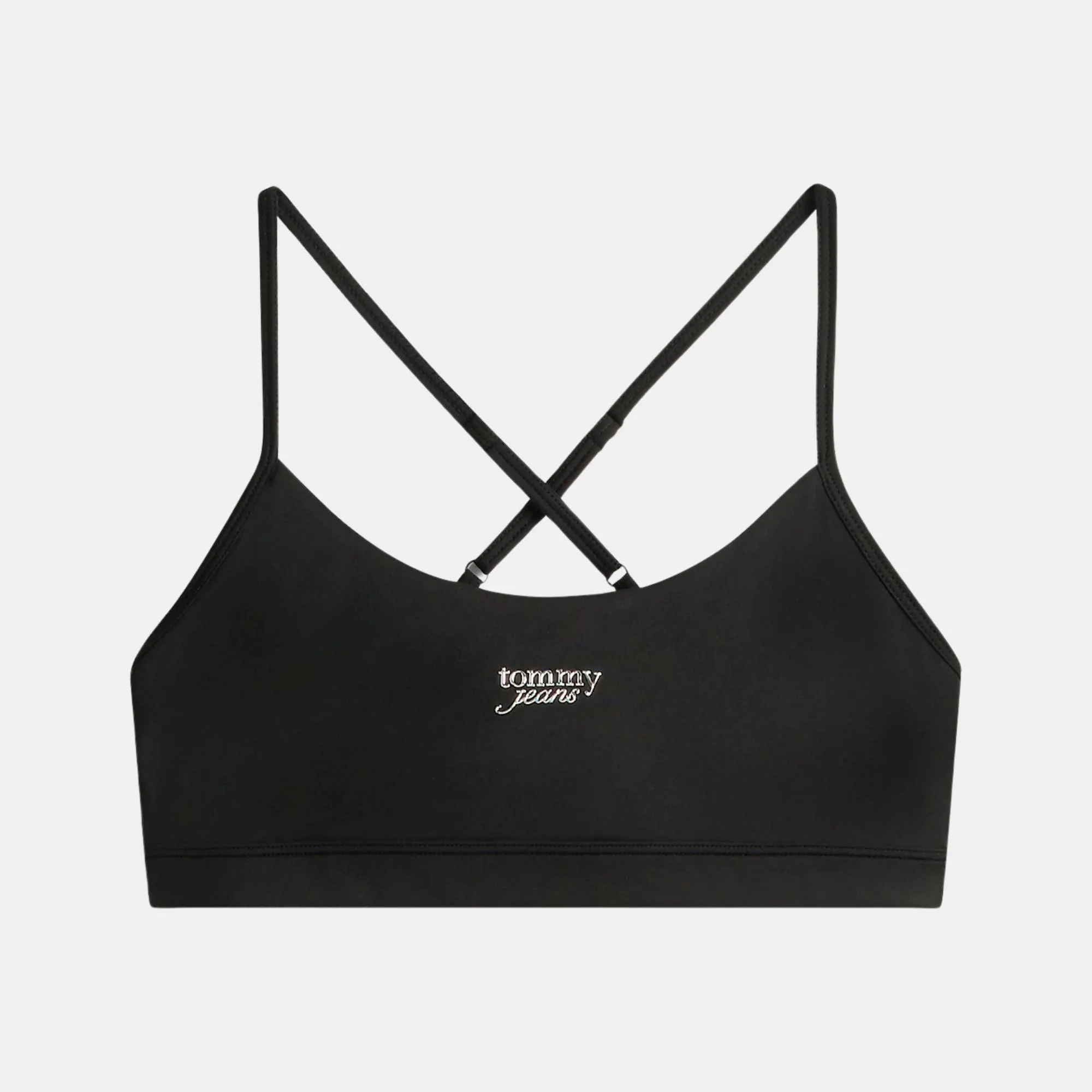 TOMMY JEANS CROPPED SILVER SCRIPT BRA