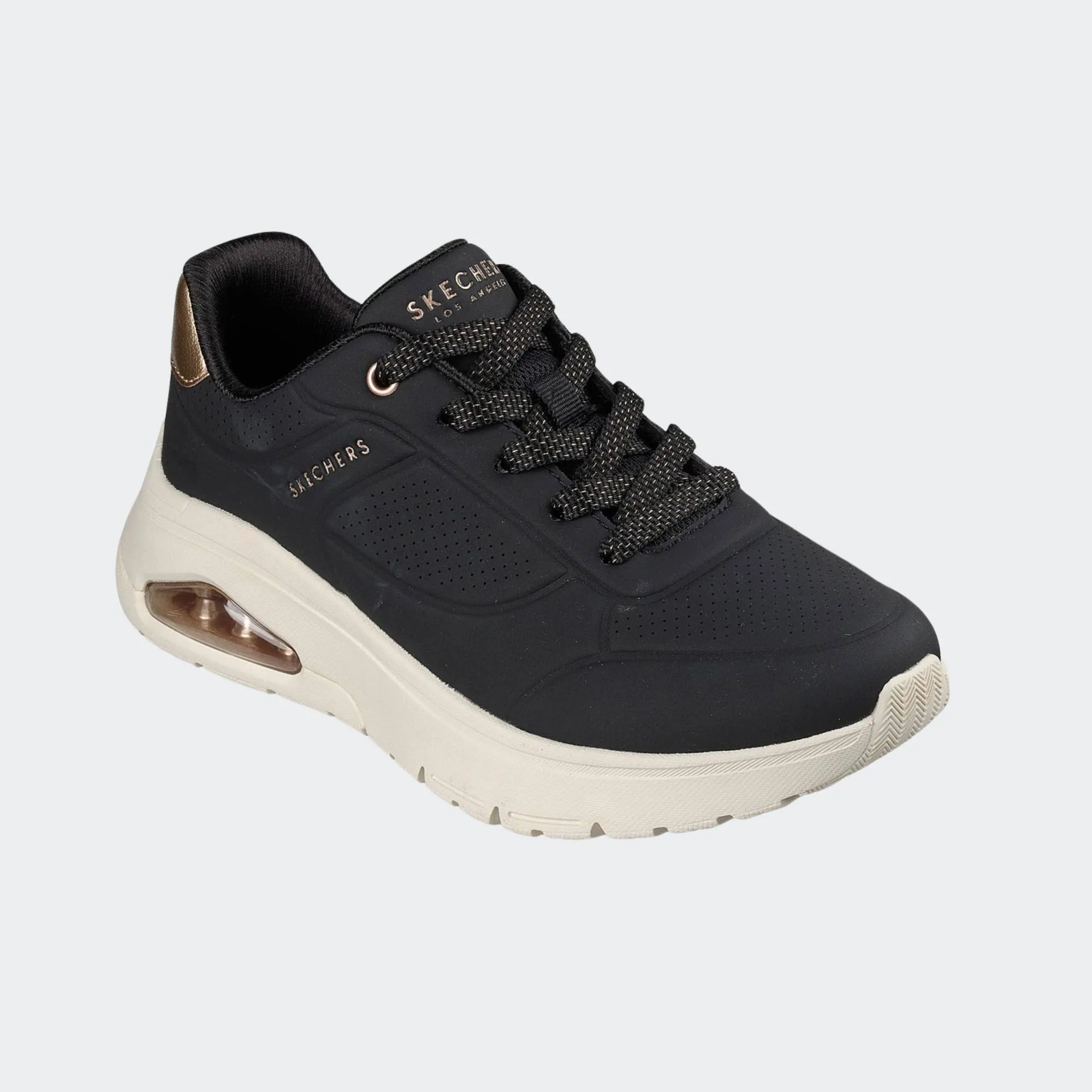SKECHERS DURABUCK WITH METALLIC HEEL LACE UP FASHION SNEAKER