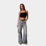 CALVIN KLEIN WOVEN LABEL BABY RIB CROP