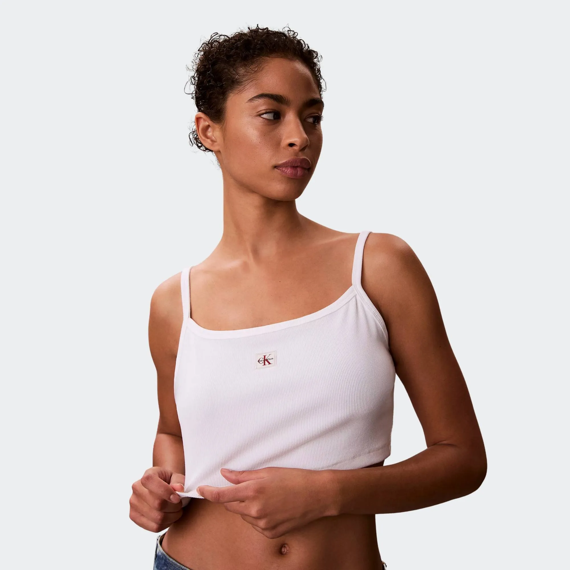 CALVIN KLEIN WOVEN LABEL BABY RIB CROP