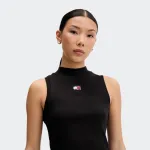 TOMMY JEANS WOMENS SLIM BADGE RIB MOCK TANK