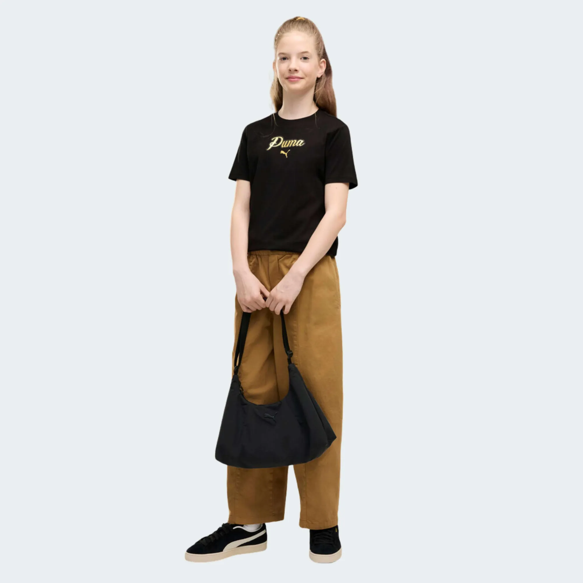 PUMA ESSENTIALS SCRIPT GLITTER TEE GIRLS