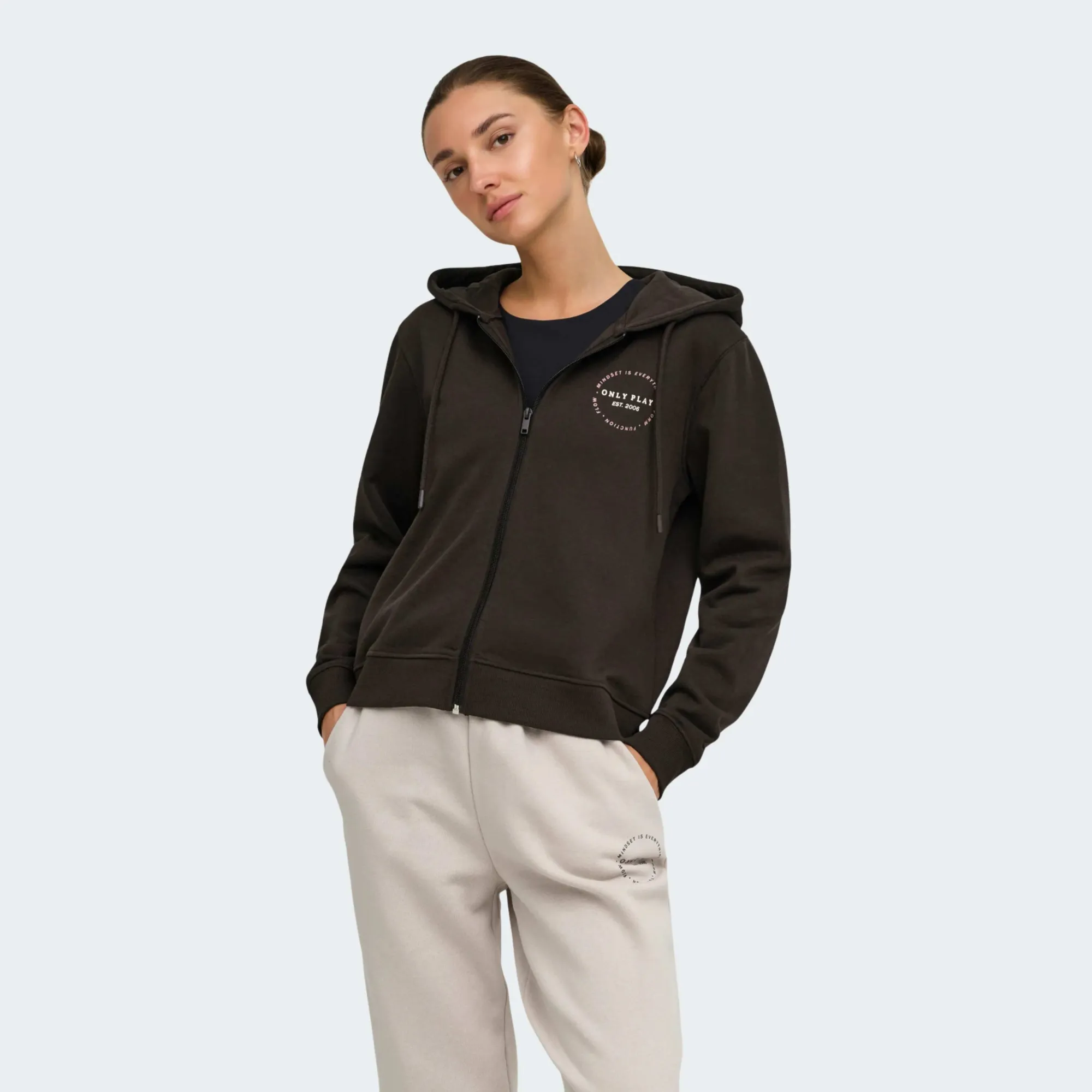 ONLY PLAY CAVA HOOD ZIP LOOSE BRUSH SWEAT