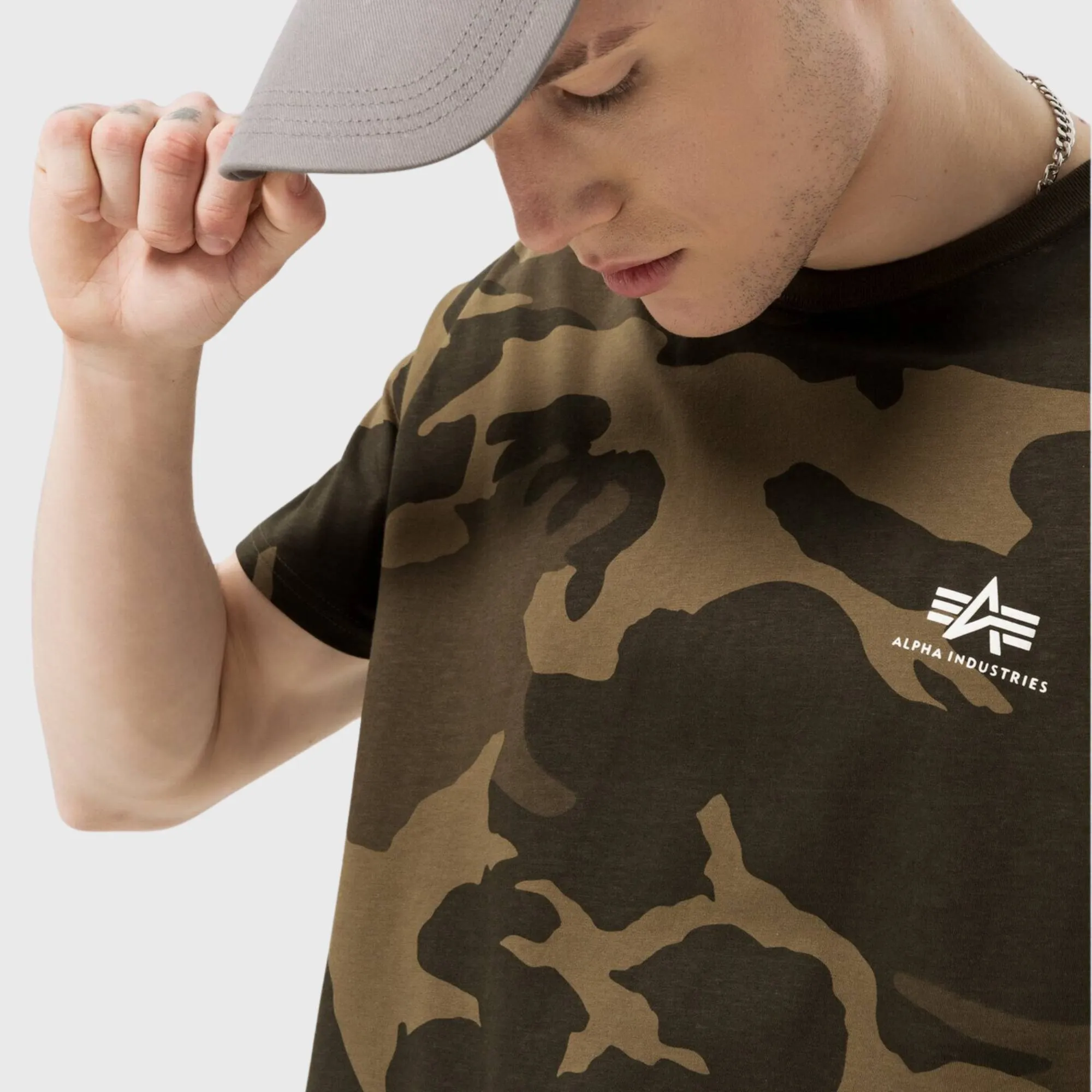 ALPHA INDUSTRIES BASIC SMALL LOGO CAMO T-SHIRT