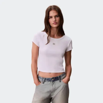 CALVIN KLEIN WOVEN LABEL BABY RIB BABY TEE