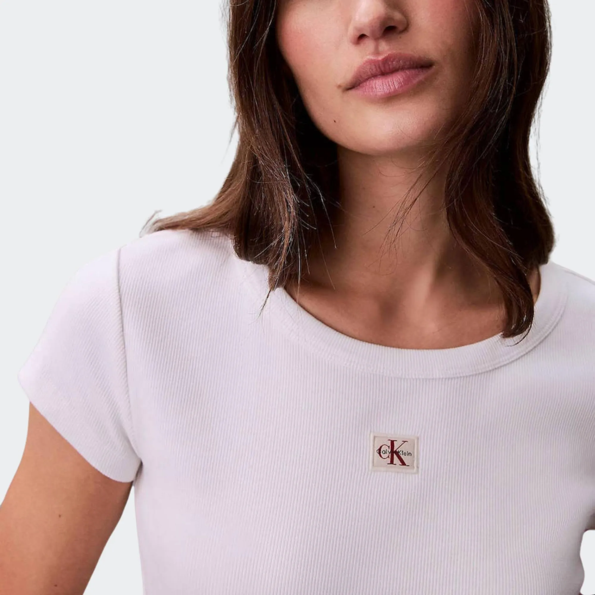 CALVIN KLEIN WOVEN LABEL BABY RIB BABY TEE