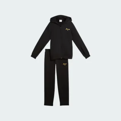 PUMA ESSENTIALS SCRIPT GLITTER FULL-ZIP SWEAT SUIT GIRLS