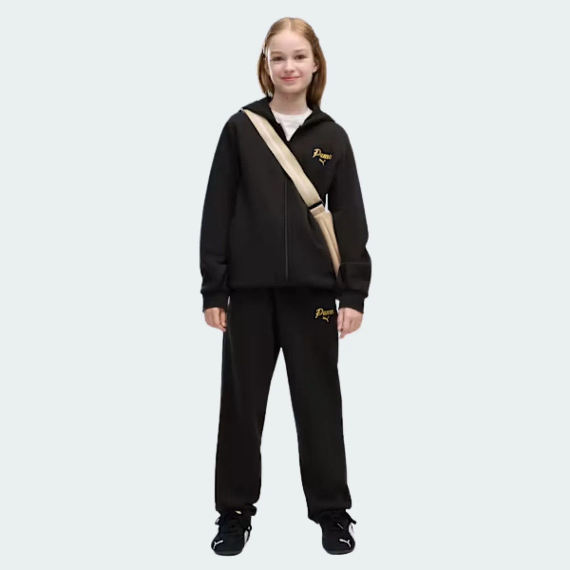 PUMA ESSENTIALS SCRIPT GLITTER FULL-ZIP SWEAT SUIT GIRLS