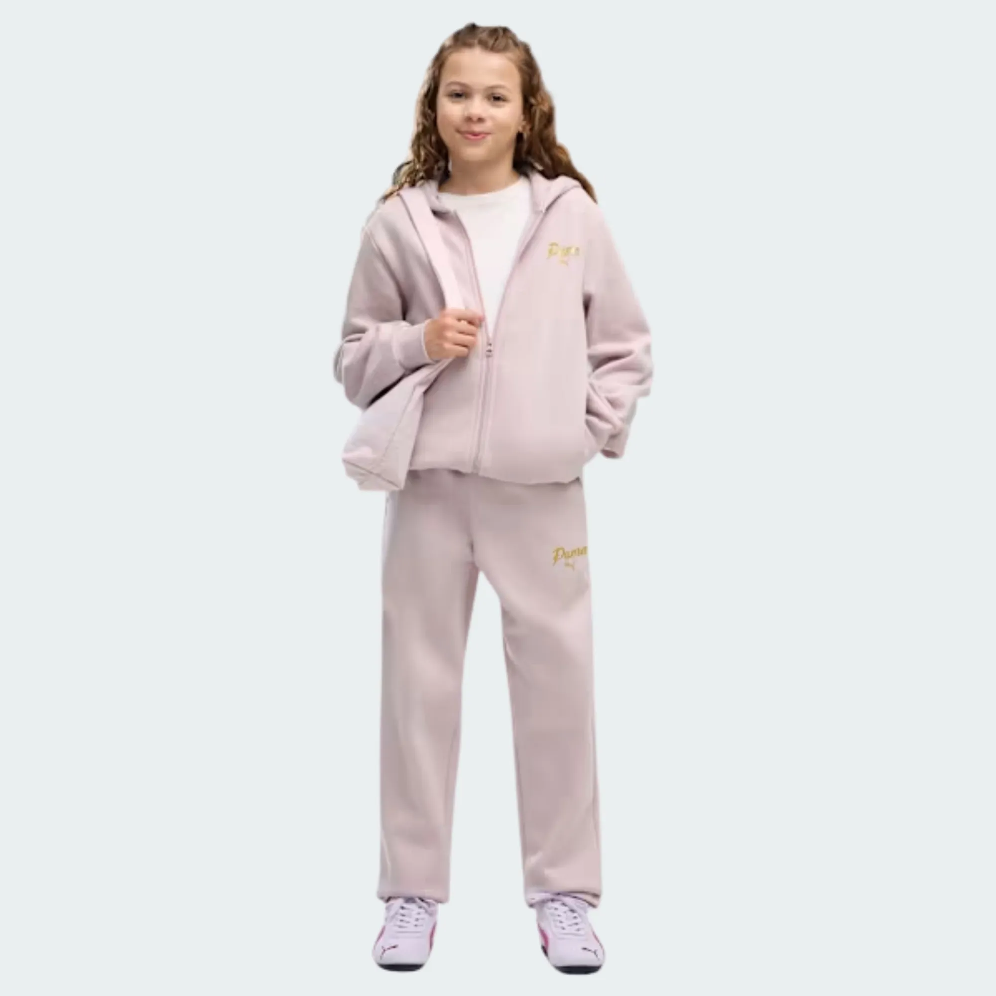 PUMA ESSENTIALS SCRIPT GLITTER FULL-ZIP SWEAT SUIT GIRLS